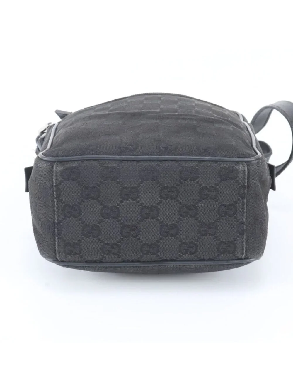 Gucci GG Canvas Leather Shoulder Bag Crossbody Messenger Black